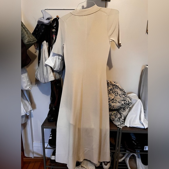 EVERLANE THE VISCOSE KNIT POLO MIDI DRESS Beige Sz S - Picture 6 of 7